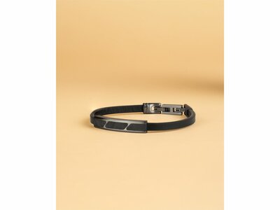 GEMINI | Bracelet | Acier BLACK | Cuir | Carbone | STE02