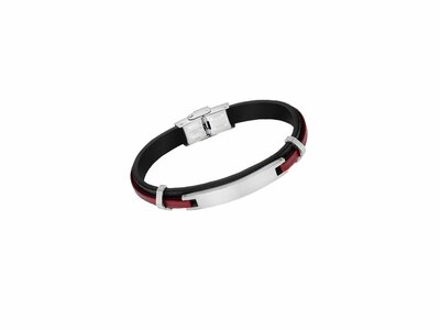 Lotus Style | Bracelet | Acier Inoxydable | Cuir Noir & Rouge | LS2400/2/3