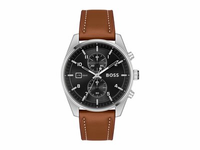 Hugo / Boss | Homme | Quartz | Chrono | Cuir Brun | Noir | 44mm | 1514161