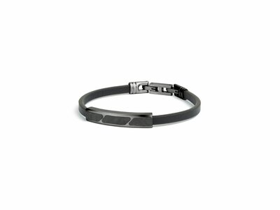 GEMINI | Bracelet | Acier BLACK | Cuir | Carbone | STE02