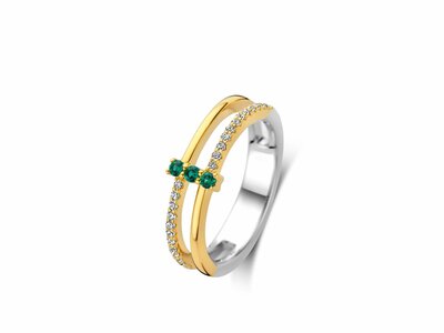 Naiomy Silver | Bague | Argent | Plaqué Or | Verte | Oxyde de Zirconium | N4V54