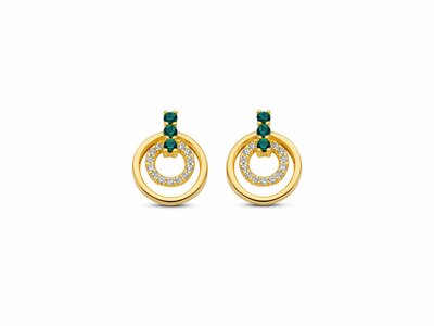 Naiomy Silver | Boucles d'Oreilles | Plaqué Or | Oxyde de Zirconium | Verte | N4V57