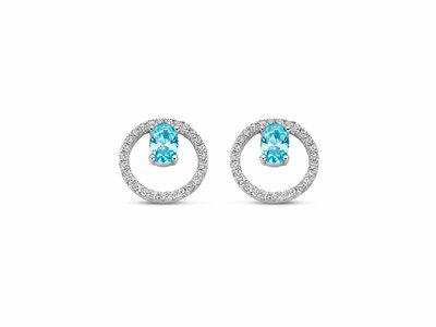 Naiomy Silver | Boucles d'Oreilles | Argent | Oxyde de Zirconium | Bleu Ciel | 12mm | N4V53