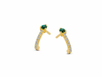 Naiomy Silver | Boucles d'Oreilles | Plaqué Or | Verte | N4V56