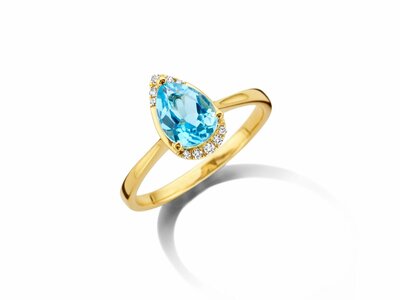 Loumya Gold "Or" | Bague | Or Jaune | Diamants 0.05ct | Topaze Bleue | R43820-6