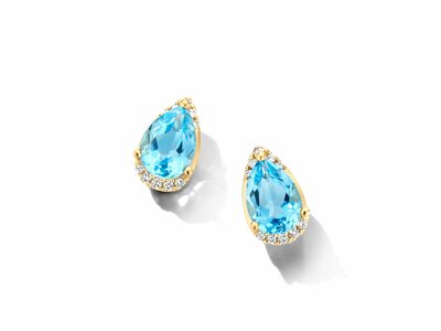 Loumya Gold "Or" | Boucles d'Oreilles | Or Jaune | Diamants 0.07ct | Topaze Bleue | E43820-6