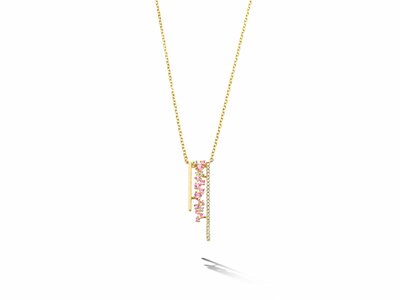 Loumya Gold "Or" | Collier | Or Jaune | Diamants 0.11ct | Tourmaline | Rose | N43596-5