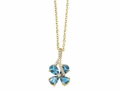 Loumya Gold "Or" | Collier | Or Jaune | Diamants 0.11ct | Topaze Blue London | AP30523-30