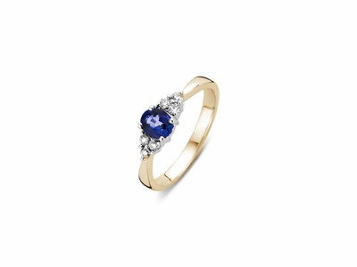 Loumya Gold "Or" | Bague | Or Jaune | Bicolore | Diamants 0.15ct | Saphir 0.63ct | R85S