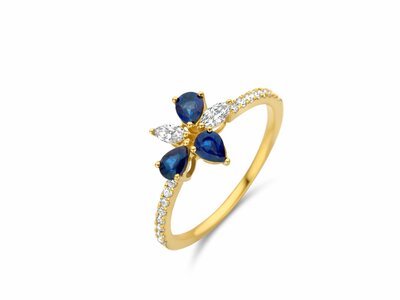 Loumya Gold "Or" | Bague | Or Jaune | Diamants 0.12ct | Saphirs 0.55ct | 065791/SA