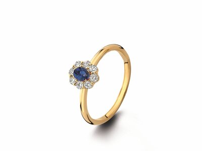 Loumya Gold "Or" | Bague | Or Jaune | Diamants 0.220ct | saphir 0.200ct |  068666/SA