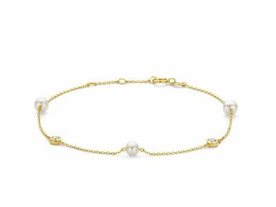 Loumya Gold "Or" | Bracelet | Or Jaune | Oxyde de Zirconium | Perles d'Eau Douce | AA0046C