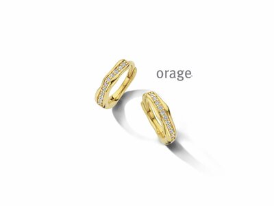 Orage | Boucles d'Oreilles | Créoles | Plaqué Or | Oxyde de Zirconium | 13mm|O/6005