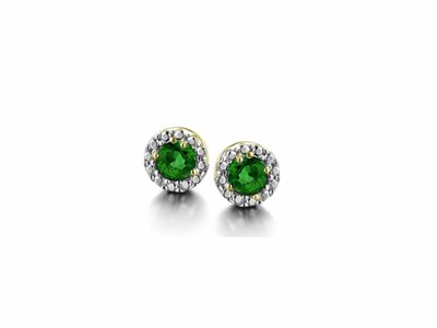 Loumya Gold "Or" | Boucles d'Oreilles | Or Jaune | Bicolore | Emeraudes 0.240ct | 057467/E