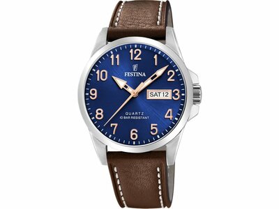 Festina | Montre | Quartz | Cuir Marron | ø41mm | Bleu | F20358/B