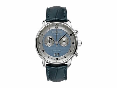 Zeppelin | Homme | Quartz | Cuir Bleu | Argenté Bleu | ø40mm | 8584-3