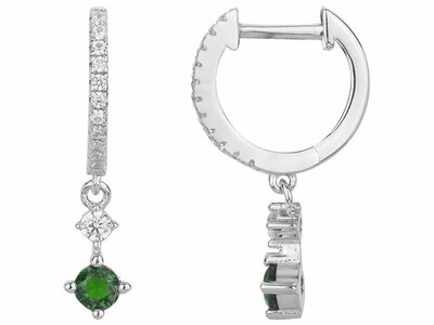 Loumya Silver | Boucles d'Oreilles | Créoles | Oxyde de Zirconium | Vert | ø12mm | 70400672