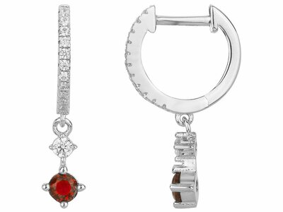 Loumya Silver | Boucles d'Oreilles | Créoles | Argent | Oxyde de Zirconium | Rouge 70400673