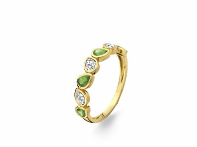 Loumya Gold "Or" | Bague | Or Jaune | Diamants 0.360ct | Tsavorites 0.580ct | 068500/EA