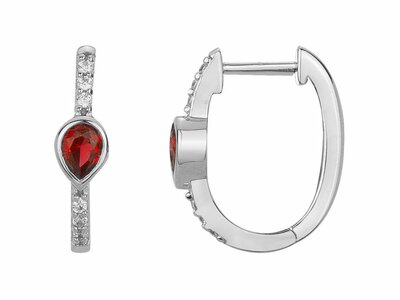 Loumya Silver | Boucles d'Oreilles | Créoles | Argent | Oxyde de Zirconium | Rouge|70400666