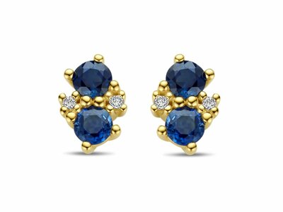 Loumya Gold "Or" | Boucles d'Oreilles | Or Jaune | Diamants 0.015ct | Saphirs | GO3708GSB