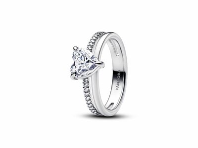 Pandora | Bague | Coeur anneau double | Argent | Zirconiums | 193100C01