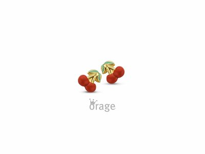 Orage Kids | Boucles d'Oreilles | Or Jaune | Cerises | Rouge | K2949