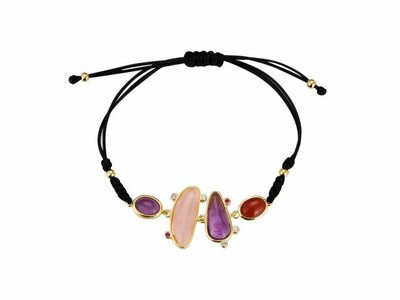 Lavida Pierres Nat | Bracelet Corde | Pierres Naturelles | Plaqué Or | 9118479