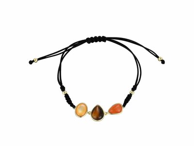 Lavida Pierres Nat | Bracelet corde | Pierres Naturelles | Plaqué Or | 9121465