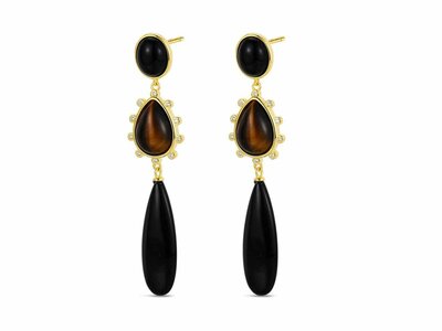 Lavida Pierres Nat | Boucles D'Oreilles | Pierres Naturelles | Plaqué Or | 9121426