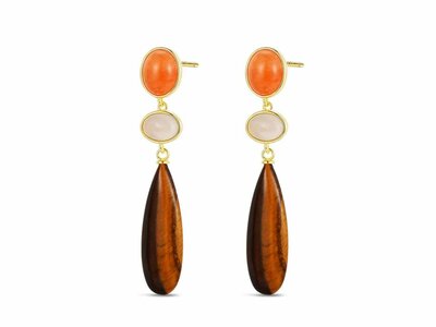 Lavida Pierres Nat | Boucles d'Oreilles | Pierres naturelles | Plaqué Or | 9121458