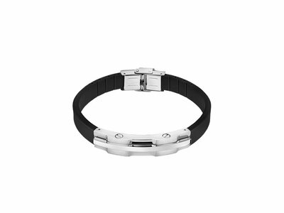 Lotus Style | Bracelet | Homme | Acier Inoxydable | Silicone Noir | LS2455/2/1