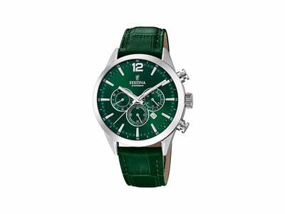 Festina | Homme | Quartz | Chrono | Cuir Vert | Vert | ø43.5mm | F20542/7