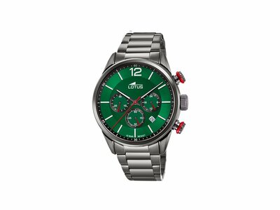 Lotus | Homme | Quartz | Chrono | Acier Inoxydable Noir | Vert | ø43mm | 18686/4