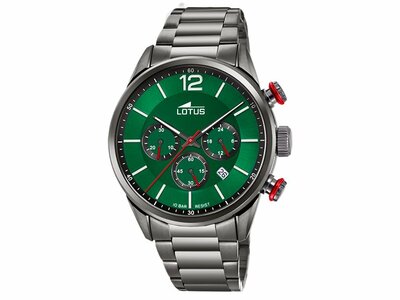 Lotus | Homme | Quartz | Chrono | Acier Inoxydable Noir | Vert | ø43mm | 18686/4