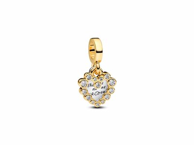 Pandora | Charm | Double Coeur Scintillant | Doré | 763765C01