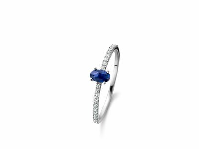 Loumya Gold "Or" | Bague | Or Blanc | Diamants 0.130ct | Saphir 0.310ct | Bleu | 061660/SA