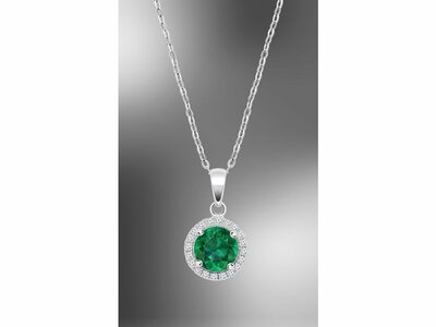 Lotus Silver | Collier | Argent | oxyde de Zirconium | Vert | LP3790-1/3
