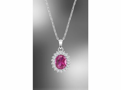 Lotus Silver | Collier | Argent | Oxyde de Zirconium | Rouge | LP3459-1/4
