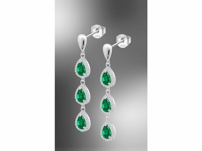Lotus Silver | Boucles d'Oreilles | Argent | Oxyde de Zirconium | Verte | LP3794-4/3