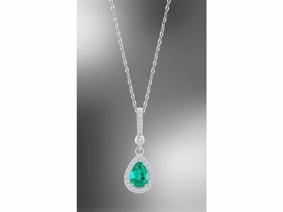 Lotus Silver | Collier | Argent | Oxyde de Zirconium | Verte | LP1592-1/5