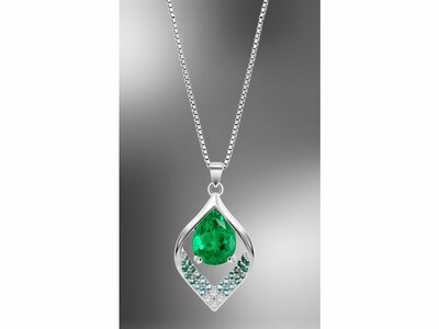 Lotus Silver | Collier | Argent | Oxyde de Zirconium | Verte | LP3711-1/3