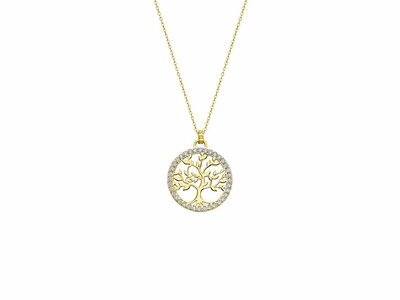 Lotus Silver | Collier | Plaqué Or | Oxyde de Zirconium | Arbre de Vie | LP1746-1/2