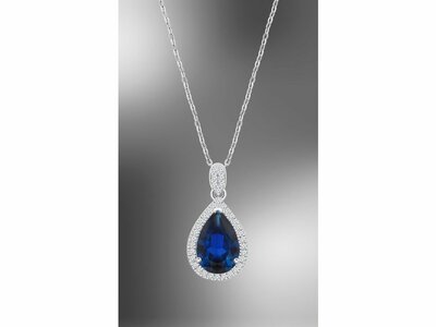 Lotus Silver | Collier | Argent | Oxyde de Zirconium | Bleue | LP3789-1/2