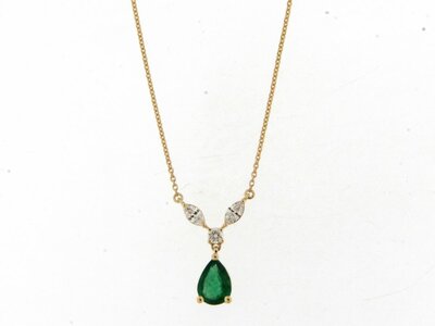 Loumya Gold "Or" | Collier | Or Jaune | Diamants 0.28ct | Emeraude 0.590ct | 069311/EA