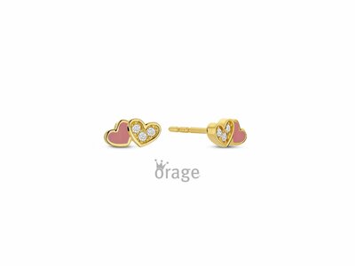 Orage Kids | Boucles d'Oreilles | Or Jaune | Coeurs | Rose | K2961