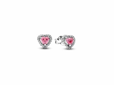 Pandora | Boucles d'Oreilles | Coeurs Surélevés Roses | 298427C02