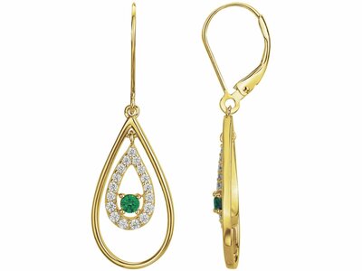 Loumya Silver | Boucles d'Oreilles | Plaqué Or | Oxyde de Zirconium | Vert | 76400397