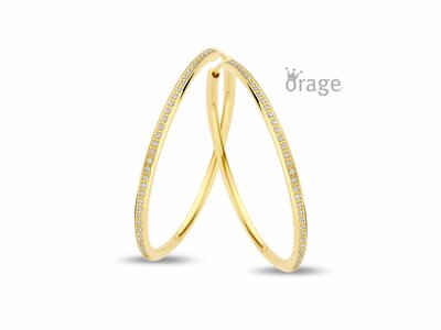 Orage | Boucles d'Oreilles | Créoles | Acier Doré | Oxyde de Zirconium | ø40 |K2843