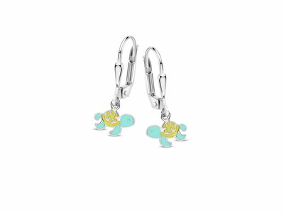 Naiomy Silver | Boucles d'Oreilles | Tortue | Argent | Vert | PD107